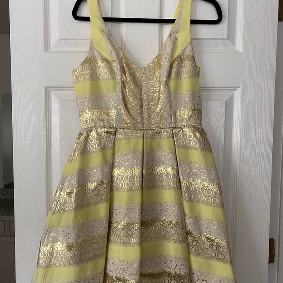 metallic gold cocktail dress